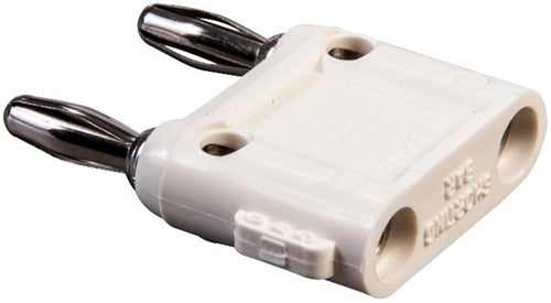 DOUBLE BANANA PLUG WITH SHORTING BAR; WHITE (pomo_MDP-S-9)