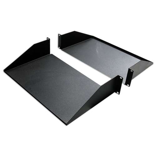 19" DOUBLE-SIDED NON-VENTED DIVIDED SHELF, 2U, 25"D, BLACK (questm_ES0919-0225)