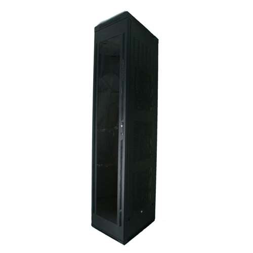 7FT FLOOR ENCLOSURE, ACRYLIC DOOR,  23"W X 23"D, 45U, BLACK (questm_FE4019-45-02)