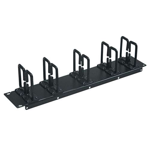 19" HORIZONTAL CABLE MANAGER, SINGLE RINGS, 2U, 100 CABLES, BLACK (questm_HC19-02-100)