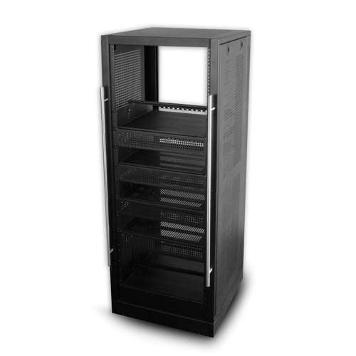 5FT HOME THEATER RACK W/SHELVES, 19" X 25", 30U, BLACK (questm_HT6019-30-02)