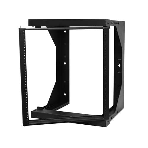 2FT SWING-OUT OPEN FRAME WALL RACK, 18"-26" ADJUSTABLE DEPTH, 12U, BLACK (questm_SR1921-12-02)
