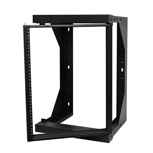 3FT SWING-OUT OPEN FRAME WALL RACK, 18"-26" ADJUSTABLE DEPTH, 18U, BLACK (questm_SR1921-18-02)