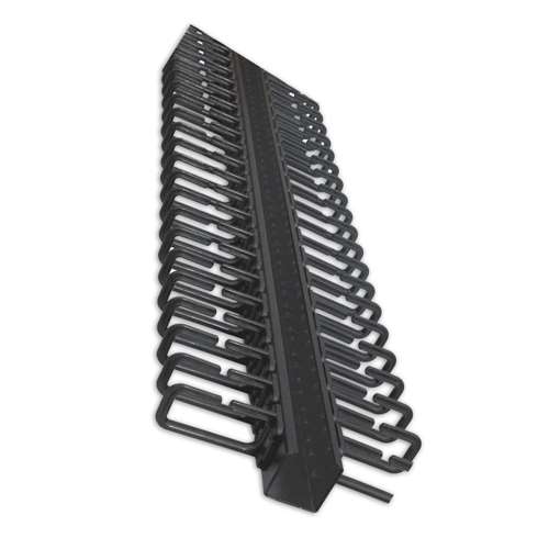 6FT VERTICAL CABLE MANAGER, 4" RINGS, 50 CABLES PER SIDE, BLACK (questm_VC-06-050)
