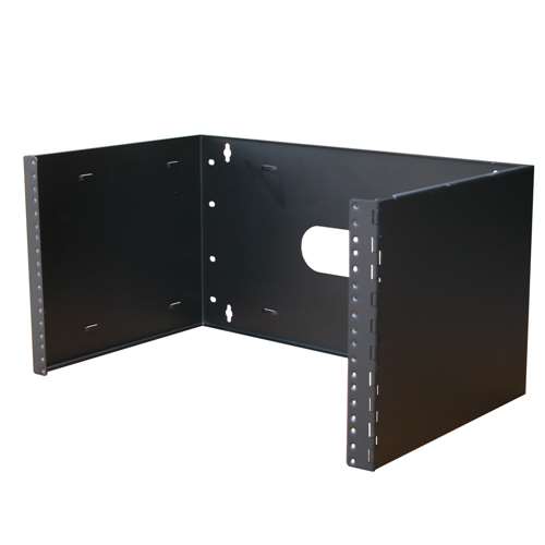 19" HINGED WALL MOUNT BRACKET, 12"D, 6U, BLACK (questm_WB19-0612H)