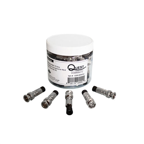 BNC(M) COMPRESSION, RG6, 75 OHM, BLACK, 50/JAR (questt_COM-2006-50J)