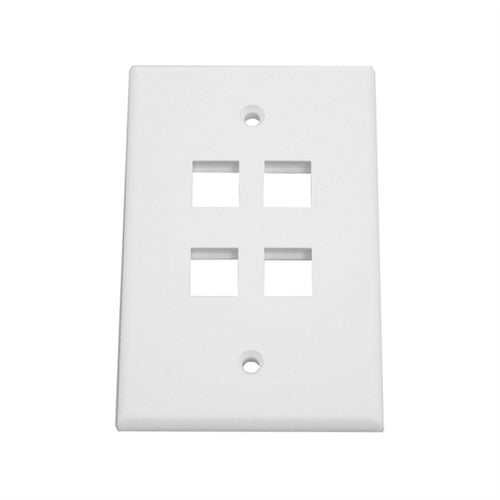 OVERSIZED KEYSTONE SINGLE-GANG WALL PLATE, 4-PORT, WHITE (questt_NFP-5048)