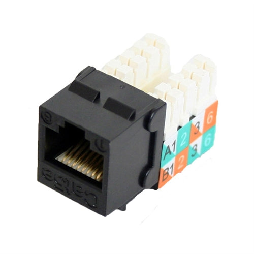 CAT5E SLIM-STYLE KEYSTONE JACKS, 8P8C, BLACK, UL (questt_NKJ-5501)