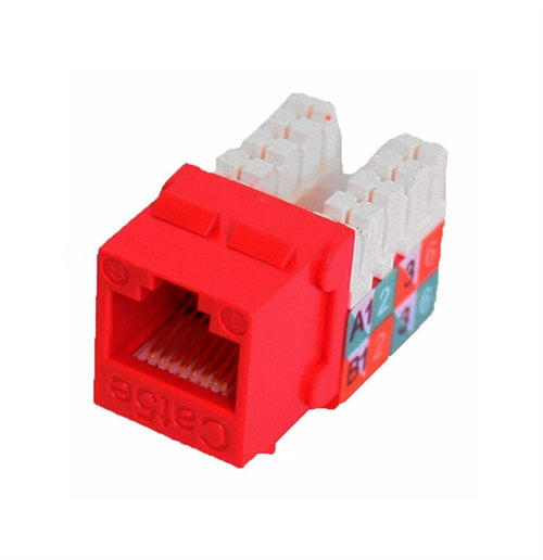 CAT5E SLIM-STYLE KEYSTONE JACKS, 8P8C, RED, UL (questt_NKJ-5503)
