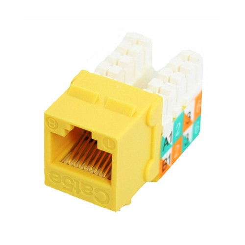 CAT5E SLIM-STYLE KEYSTONE JACKS, 8P8C, YELLOW, UL (questt_NKJ-5505)