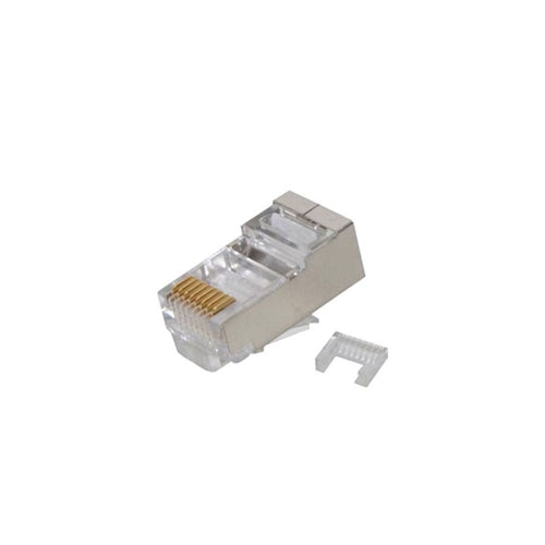 MODULAR PLUG W/LOAD BAR, CAT6 RJ45 SHIELDED,8P8C,ROUND/STRANDED, 50U GOLD (questt_NMP-8825)