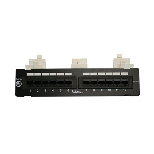 CAT5E WALLMOUNT PATCH PANEL, 12 PORT, 8P8C,  EIA568A/B, UL (questt_NPP-5012)