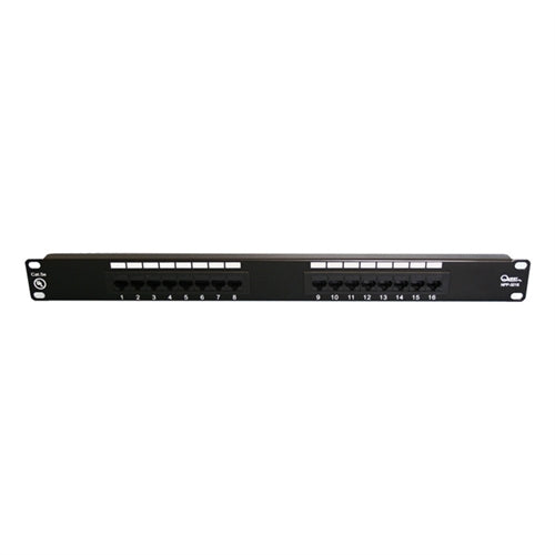 CAT5E 19" PATCH PANEL, 16 PORT, 8P8C, EIA568A/B, 1RU, UL (questt_NPP-5016)
