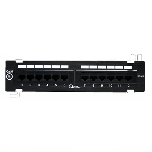 CAT6 WALLMOUNT PATCH PANEL, 12 PORT, 8P8C,  EIA568A/B, UL (questt_NPP-6012)