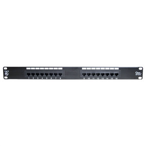 CAT6 19" PATCH PANEL, 16 PORT, 8P8C, EIA568A/B, 1RU, UL (questt_NPP-6016)