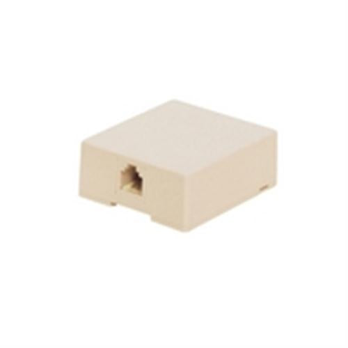 CAT3 Surface Mount Box; Single RJ11; 6P4C; Loaded; USOC; Ivory (NTB-1401)