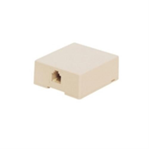 CAT3 Surface Mount Box; Single RJ11; 6P4C; Loaded; USOC; White (NTB-1402)