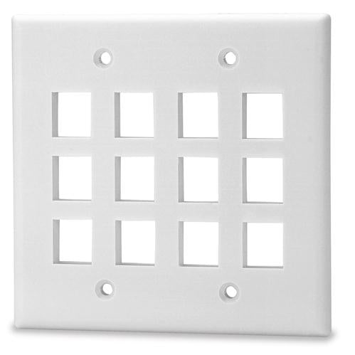 12-Port Double Gang Faceplate (DKF-12-WH)