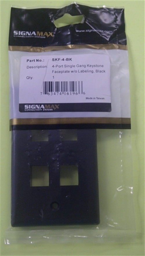 4-Port Single Gang Keystone (SKF-4-BK)