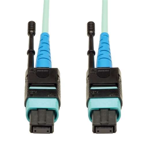 "MTP/MPO Patch Cable, 100GBASE-SR10, CXP, 24 Fiber, 100GbE OM3 Plenum-Rated - Aqua, 2M (6-ft.)" (tripp_N846-02M-24-P)