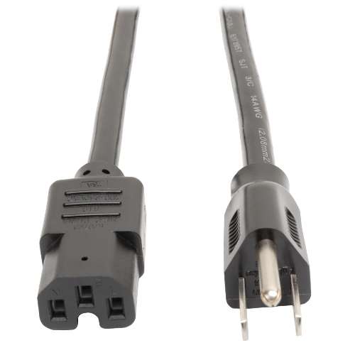 "Heavy-Duty Power Cord, 15A,14AWG (NEMA 5-15P to IEC-320-C15), 8-ft." (tripp_P019-008)