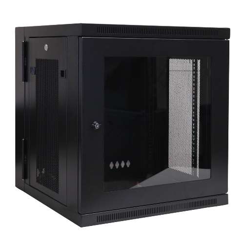 "SmartRack 12U Hinged Wall-Mount Standard-Depth Rack Enclosure Cabinet, Plexiglass Front Door Insert" (tripp_SRW12USG)