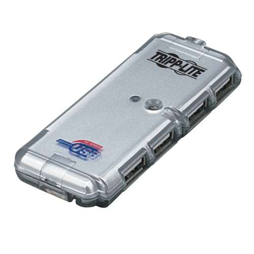 4-Port USB 2.0 Hi-Speed Ultra-Mini Compact Hub with Power Adapter (tripp_U222-004-R)