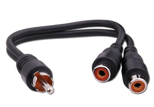 RCA Male Plug to 2-RCA Female Jacks "Y" Adapter (AC3FX)